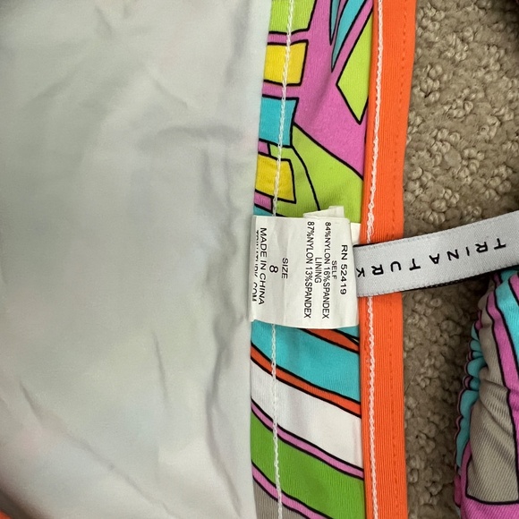 Trina Turk Bikini Set Multicolor Abstract Print Triangle Top & Mid-Rise Bottoms - Picture 2 of 3